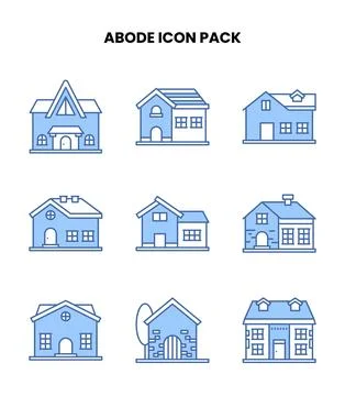 Abode Blue Vector Icons Pack Ilustración de archivo