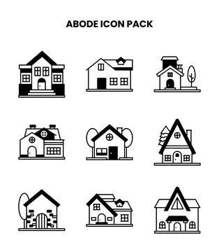 Abode DuoTone Collection Icons Pack Stock Illustration