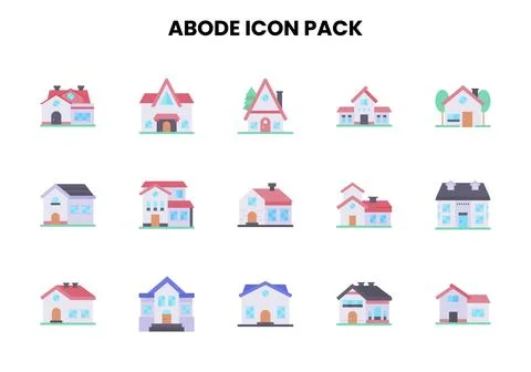 Abode Flat Bundle Icons Pack Stock Illustration