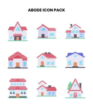 Abode Flat Design Icons Pack Stock Illustration