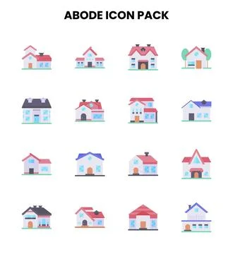 Abode Flat Graphics Icons Pack Stock Illustration