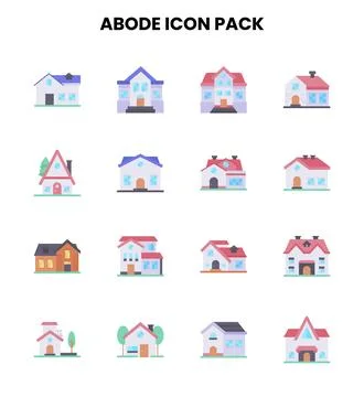Abode Flat Graphics Icons Pack Stock Illustration