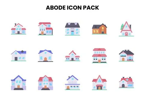 Abode Flat Graphics Icons Pack Ilustración de archivo