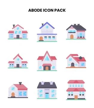 Abode Flat UI Icons Pack Stock Illustration