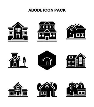 Abode Glyph Collection Icons Pack Stock Illustration