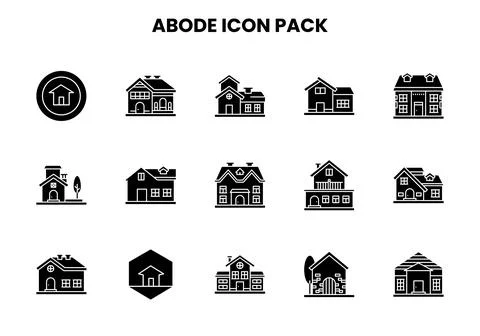 Abode Glyph Set Icons Pack Stock Illustration