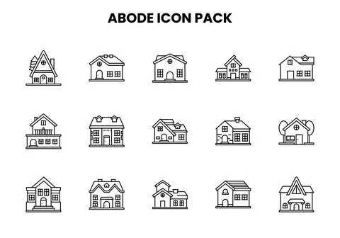 Abode Line Design Icons Pack Stock Illustration