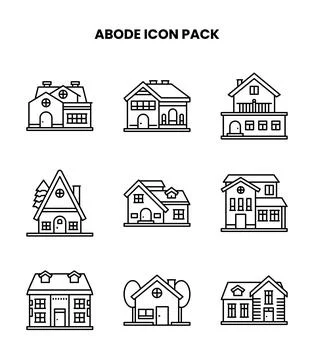 Abode Line Design Icons Pack Stock Illustration