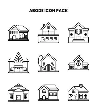 Abode Line Graphics Icons Pack Ilustración de archivo
