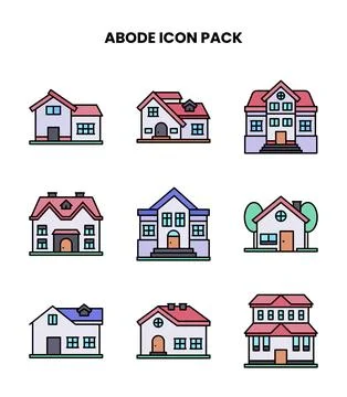 Abode Lineal Color Bundle Icons Pack Ilustración de archivo