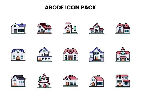 Abode Lineal Color Bundle Icons Pack Ilustración de archivo
