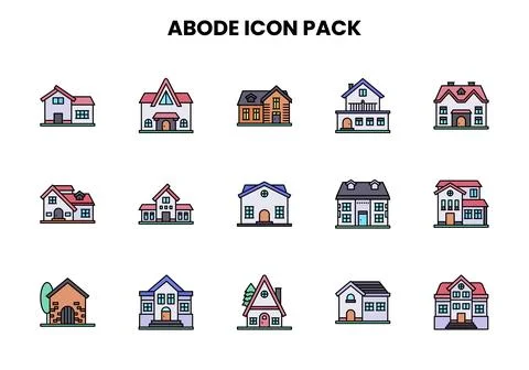 Abode Lineal Color Vector Icons Pack Ilustración de archivo