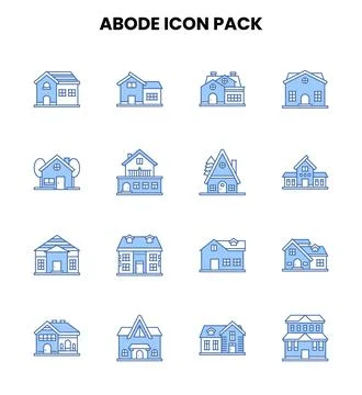 Abode Two Colour Graphics Icons Pack Stock Illustration