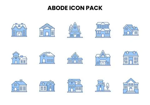 Abode Two Colour Icons Pack Stock Illustration