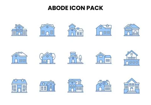 Abode Two Colour Set Icons Pack Stock Illustration