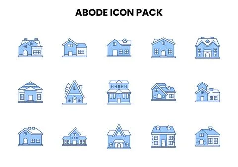 Abode Two Colour Vector Icons Pack Stock Illustration