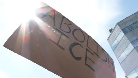 Abolish ICE Protester Stock Footage 93584560