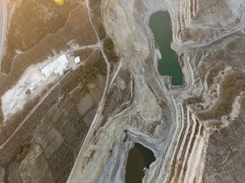 Abonded Mining Pit and Lake Stock Footage 82682386