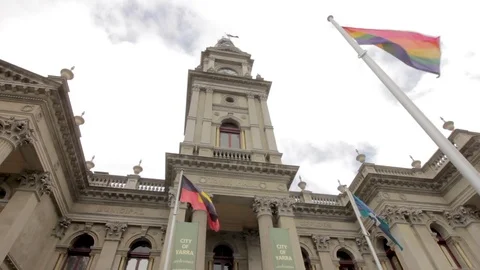 Aboriginal Australia flag and Rainbow LGBT flag Stock Footage 81933643