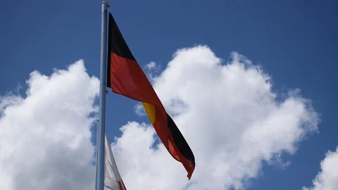 Aboriginal australian flag blowing in the wind Stock Footage 104888874