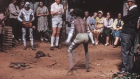 Aboriginal Dance Performance Tourist Audience Vintage Australia Film Stock Footage 302381636
