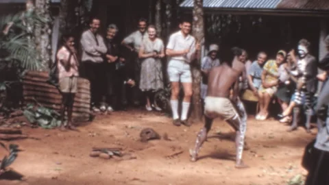 Aboriginal Dance Performance Tourists Vintage Australia Stock Footage Stock Footage 302382820
