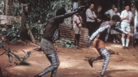 Aboriginal Dance Ritual Performance Australia Vintage Historic Footage Stock Footage 302382474