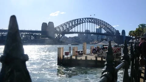 Aboriginal Flag at Sydney Harbour Bridge Stock Footage 201362458
