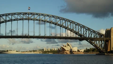Aboriginal flag on Sydney Harbour Bridge 6K Stock Footage 313101298