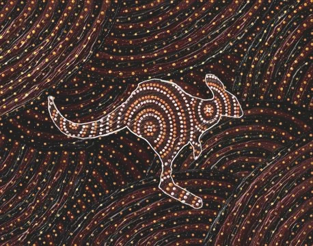 Aboriginal Kangaroo Dot Painting Stock Illustration