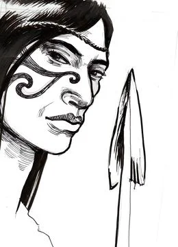 Aboriginal Maori warrior Illustrazione stock