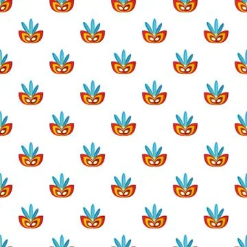 Aboriginal mask pattern seamless vector Stock Illustration