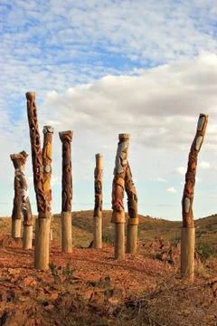 Aboriginal poles Stock Photos