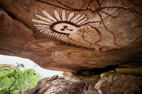 Aboriginal rock art in a cave in the Kimberley Stock-Fotos