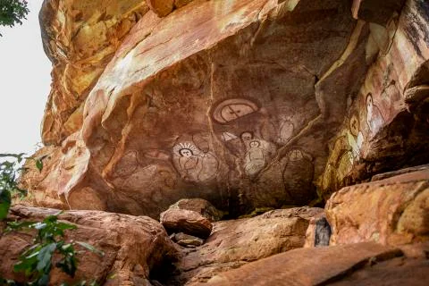 Aboriginal rock art in a cave in the Kimberley Stock-Fotos