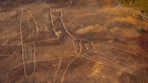Aboriginal rock carving of a man Stock Footage 112587657