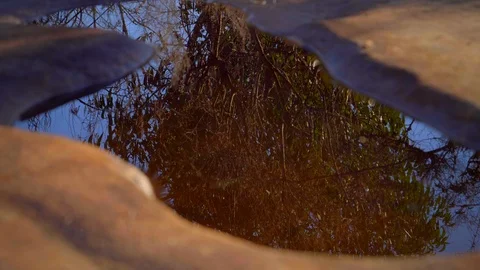 Aboriginal sharpening stones with pool of water, Australia Stock Footage 112586389
