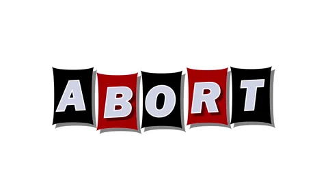 Abort means to stop or cancel a process or action before completion. Video stock 306448169