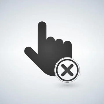 Abort or delete hand cursor black icon. vector illustration. Stock Illustration