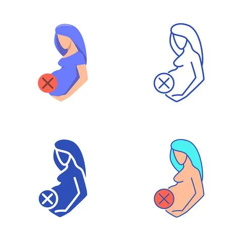 Abortion icon set in flat and line style Stock Illustration