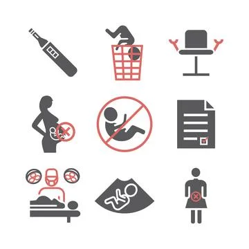 Abortion icons set. Vector signs for web graphics. Stock Illustration