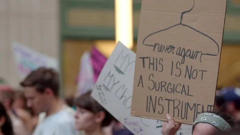 Abortion Protest Sign Stock Footage 205248757
