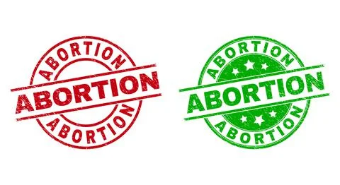ABORTION Round Seals with Rubber Texture Stock Illustration