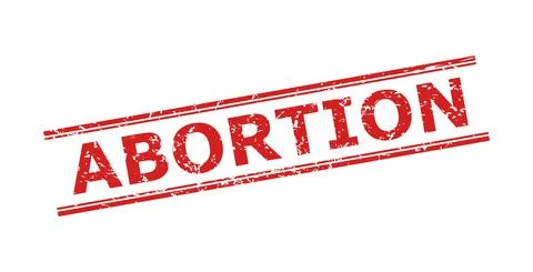 ABORTION Stamp Seal with Rubber Surface and Double Parallel Lines Stock Illustration