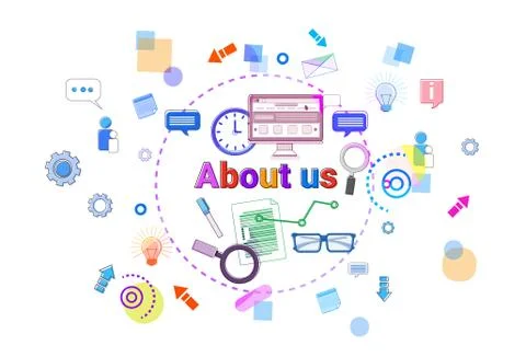 About Us Business Developer Contact Information Concept Banner Stock Illustration