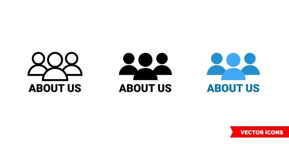 About us icon of 3 types color, black and white, outline. Isolated vector sign Stock Illustration