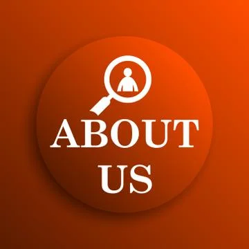 About us icon. Internet button on orange background. Stock Illustration
