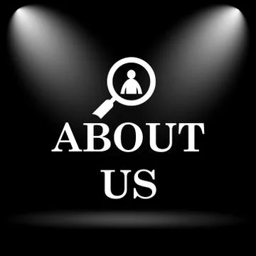 About us icon. Internet button on black background.. Stock Illustration