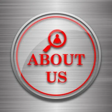 About us icon. Internet button on metallic background.. Stock Illustration