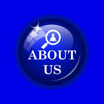 About us icon. Internet button on blue background. . Illustrazione stock